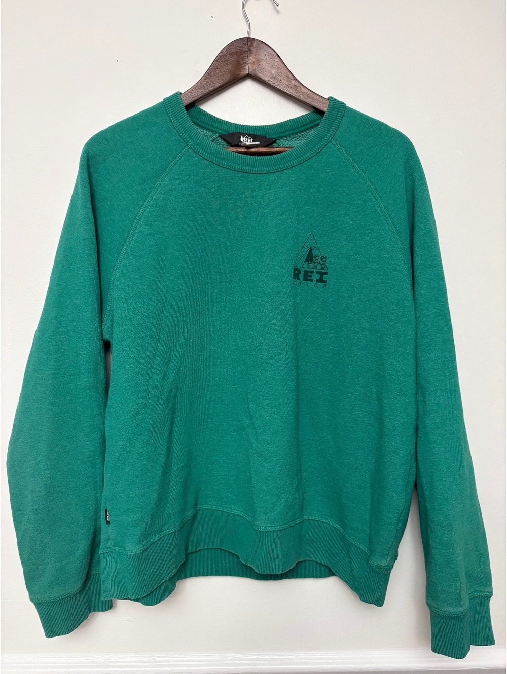 REI Co-op Green Crewneck Sweatshirt with Forest Graphic, Size Large